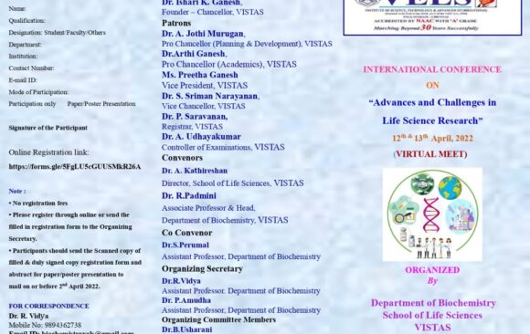 INTERNATIONAL CONFERENCE ON ”ADVANCES AND CHALLENGES IN LIFE SCIENCE RESEARCH” 