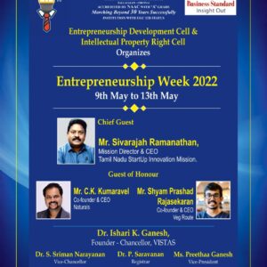 Entrepreneurship  Week -9th -13th May, 2022