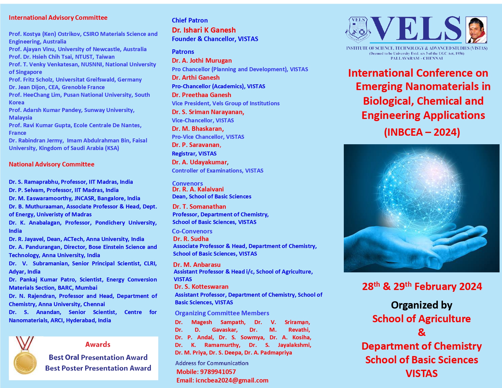 International Conference for INBCEA 2024 Best Deemed University in